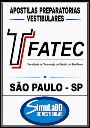 Poster de apostilas preparatórias para vestibulares da FATEC, Faculdade de Tecnologia do Estado de São Paulo, São Paulo - SP