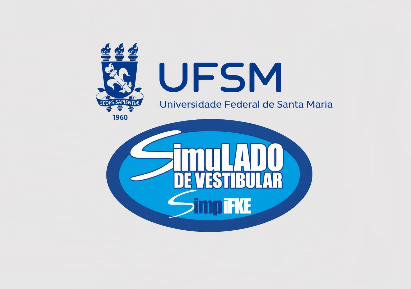 UFSM logo (Universidade Federal de Santa Maria) with blue crest and the words 'Simulado de Vestibular' in a blue oval banner below