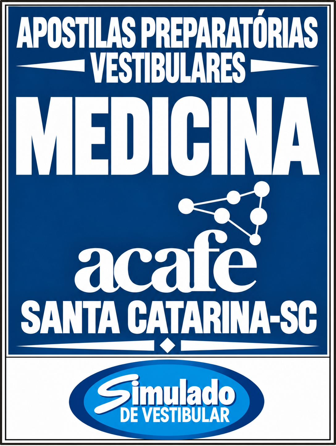 KIT REVISÃO FINAL VESTIBULAR MEDICINA ACAFE 2027-1.! SÃO 44 PROVAS OFICIAIS DA ACAFE, SENDO: 28 PROVAS ACAFE MEDICINA SANTA CATARINA, DE 2012-1 ATÉ 2026-2, TODAS COM GABARITOS, PARA VOCÊ TREINAR NO MESMO PADRÃO DA BANCA; E 16 PROVAS ACAFE DOS DEMAIS CURSOS, DE 2012-1 ATÉ 2024-2, TAMBÉM COM GABARITOS, PARA AMPLIAR SUA PREPARAÇÃO.! E INCLUI TAMBÉM, 1 APOSTILA DE FICHAS-RESUMO (TEORIA RESUMIDA EM FLASHCARDS).! E MAIS: 19 APOSTILAS DE REVISÃO FINAL MEDICINA, COM TEORIA MEGA RESUMIDA E MAIS DE 21 MIL QUESTÕES (TESTES E DISCURSIVAS), TODAS COM GABARITOS E RESOLUÇÕES! OBS.: MATERIAL DIGITAL EM PDF.! KIT ACAFE MEDICINA SANTA CATARINA-SC (FURB, UDESC, UNC, CATÓLICA SC, UNESC, UNIBAVE, UNIDAVI, UNIFEBE, UNIPLAC, UNIVALI, UNIVILLE, UNOCHAPECÓ, UNOESC E UNIARP) 2027-1!