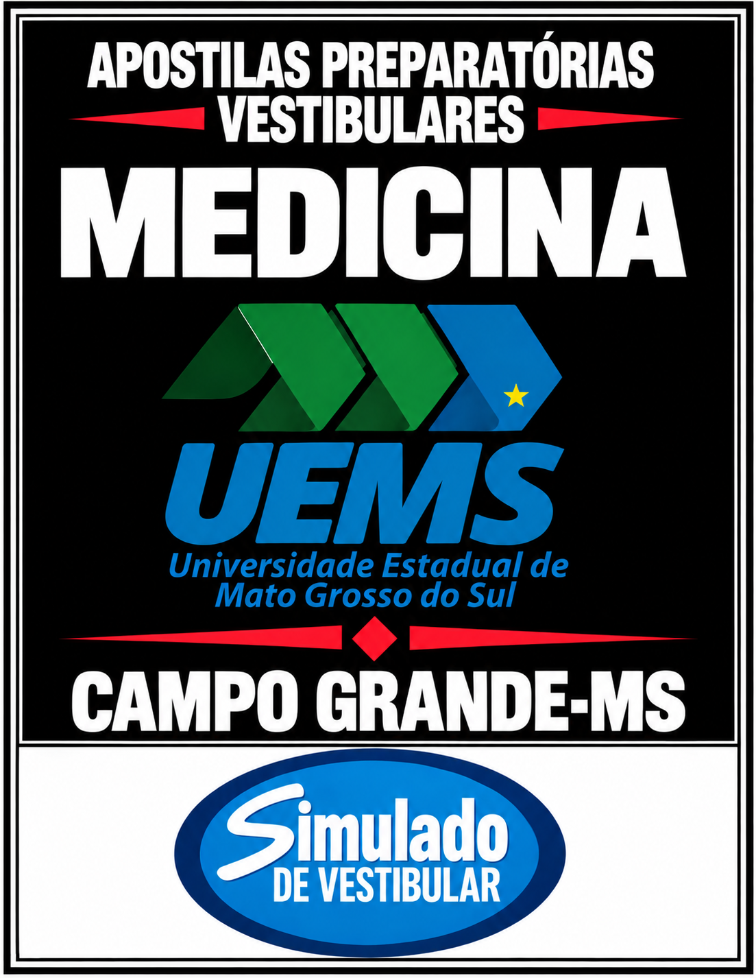KIT REVISÃO VESTIBULAR DA “UEMS MEDICINA CAMPO GRANDE-MS 2026-1”!!! SÃO 15 APOSTILAS DE REVISÃO FINAL, COM TEORIA RESUMIDA E MAIS DE 21 MIL QUESTÕES (TESTES E DISCURSIVAS), COM GABARITOS E/OU RESOLUÇÕES! E TAMBÉM, 5 PROVAS DA "UEMS MEDICINA CAMPO GRADE-MS DE 2021-1 ATÉ 2025-1″, COM GABARITOS, PARA VOCÊ TREINAR E PRATICAR SEUS CONHECIMENTOS! E MAIS: 1 APOSTILA DE FICHAS-RESUMO (COM TODA A TEORIA RESUMIDA EM FLASHCARDS)! OBS.: MATERIAL DIGITAL EM PDF (PODE SER TOTALMENTE IMPRESSO)! KIT REVISÃO UEMS MEDICINA CAMPO GRANDE-MS 2026-1.!!!