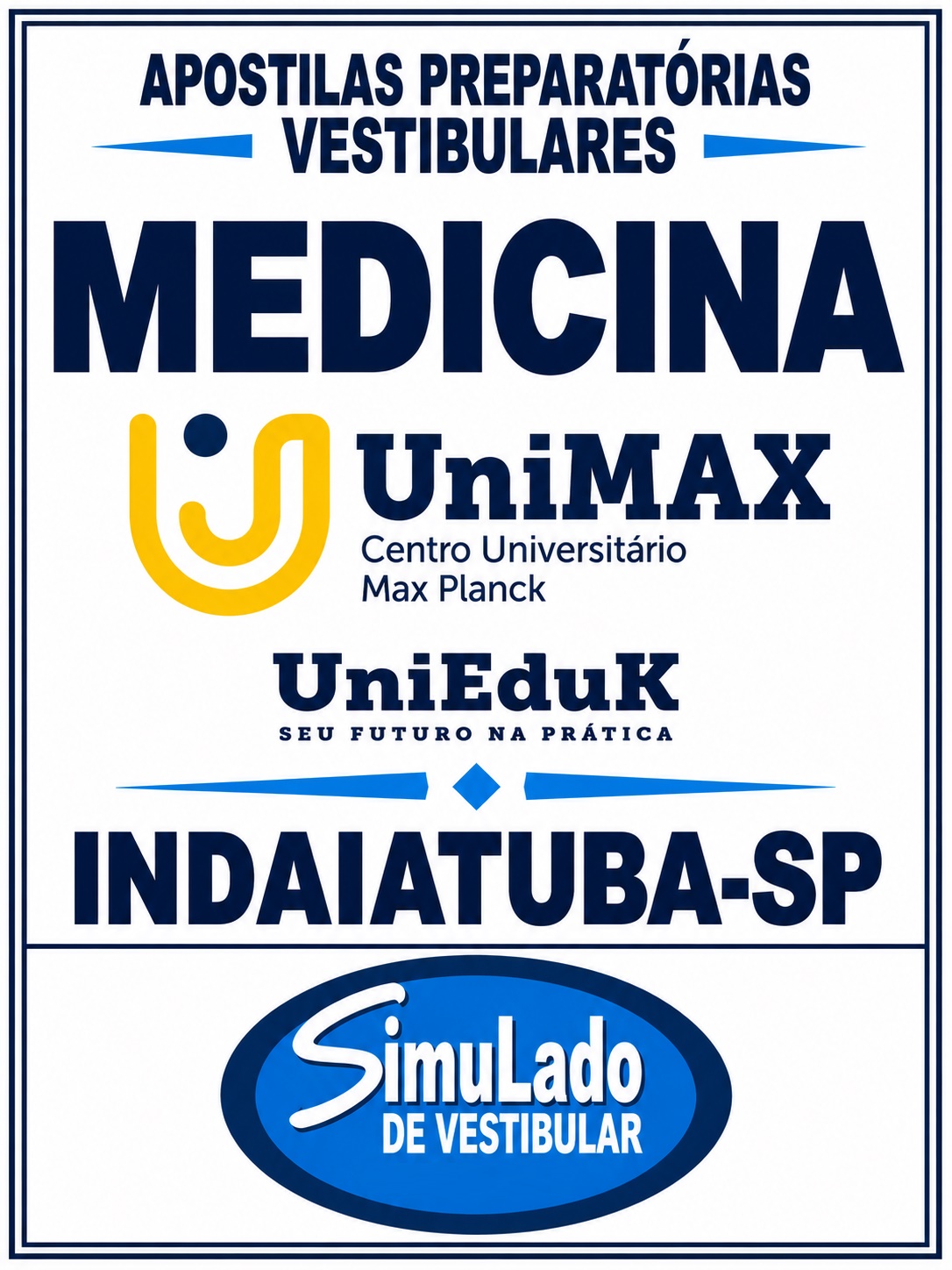 KIT REVISÃO VESTIBULAR “UNIMAX MEDICINA INDAIATUBA-SP BANCA ECONRIO 2027”! SÃO 19 APOSTILAS DE REVISÃO FINAL, COM TEORIA RESUMIDA E MAIS DE 21 MIL QUESTÕES (TESTES E DISCURSIVAS), COM RESOLUÇÕES E GABARITOS! E TAMBÉM, 70 PROVAS "BANCA ECONRIO MEDICINA", COM GABARITOS, PARA VOCÊ TREINAR E PRATICAR SEUS CONHECIMENTOS.! E MAIS: 1 APOSTILA DE FICHAS-RESUMO (FLASHCARDS)! OBS.: MATERIAL DIGITAL EM PDF.! KIT UNIMAX MEDICINA INDAIATUBA-SP 2027.!